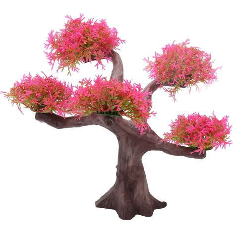 Plante d'ornement d'aquarium, Simulation artificielle, beau paysage, décoration d'aquarium rose (1/5)