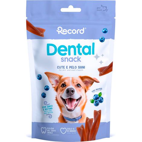 Dentalsnack pelle e pelo snack per cani fusilli 75 g mirtillo