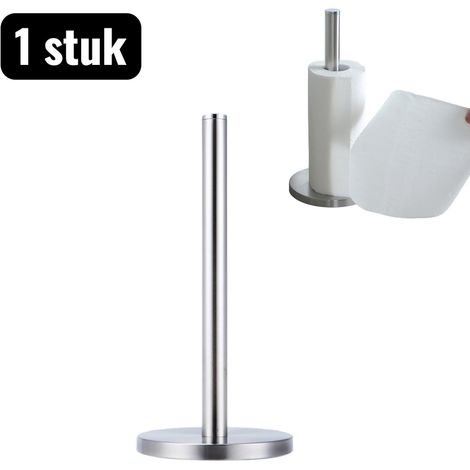 Porte rouleau de cuisine et porte mouchoirs sur pied en acier inoxydable avec base épaisse et boule ronde à ouverture facile pour cuisine et salle de bain argenté (1/5)