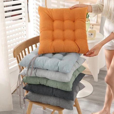 Lot de 4 coussins de chaise, 40406cm, coussin de chaise de jardin (bleu clair). (1/4)