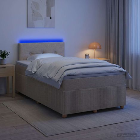 Lit boxspring avec matelas Crème 120 x 200 cm Tissu (1/5)