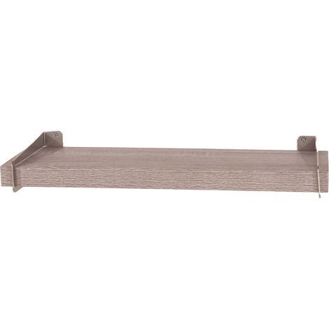 Keer 80 cm Chunky Shelf with Slide on Brackets - Metal - L19.5 x W80 x H3.8 cm - Grey Oak Effect