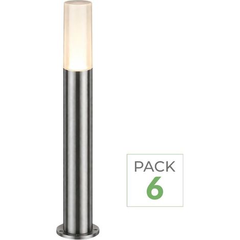 Pack de  6 - Borne Extérieure 60cm 220V IP65 - Argent - SILUMEN