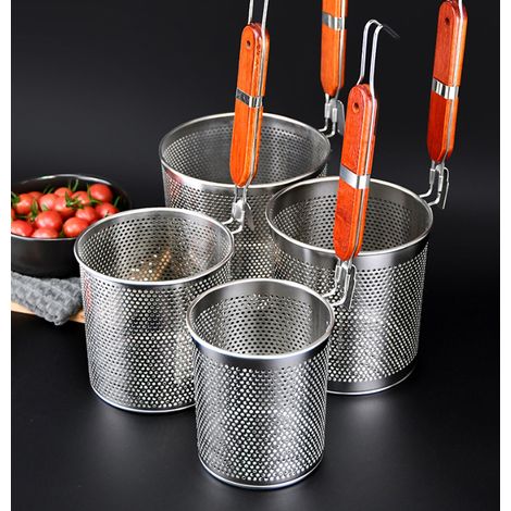 passoires à pâtes micro-perforées en acier inoxydable, Filtre à Nouilles avec poignée, Panier à pâtes pour Pâtes,Aliments Frits, diamètre 12 cm