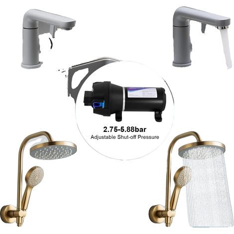 Bomba de agua autocebante, presión de 40 PSI, UE, 12V, negra (1/5)