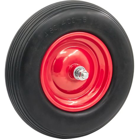 STI Ruota 4.8/4.00-8 Ø 390mm Gomma Piena Antiforatura per Carriola compreso asse 150mm x 20mm