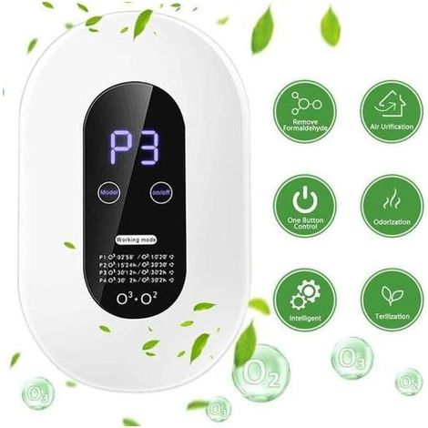 Générateur D'ozone,Mini Machine à Ozone avec 4 modes Écran tactile suspendu,Purificateur d’Air Portable avec Économie d’énergie Affichage à LED Purificateur d'Air Anion Pour Maison Bureau (1/5)