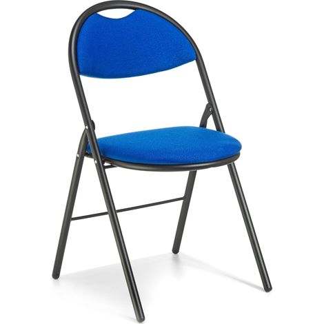 Lot de 2 chaises pliante de Bureau Conférence professionnelle GEO structure noir rembourrée tissue blue
