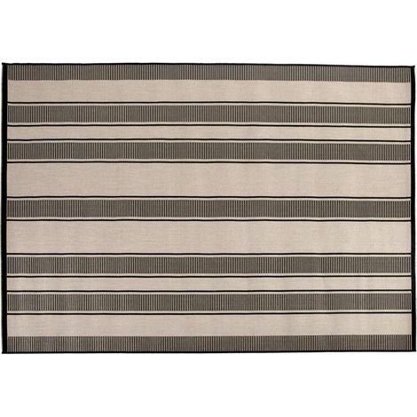 Tapis d'Extérieur à Rayures en Polypropylène Résistant Coloris Perle 200 x 290 cm - PANGIVO (1/3)
