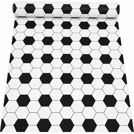 Revêtement de Sol Adhésif Hexagonal Noir et Blanc 60 x 500 cm (1/5)