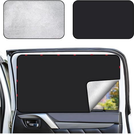 Pare Soleil Voiture Bébé 2 Pièces - Rideau Voiture Occultant Magnétique pour Vitres Latérales Arrière - Protection UV et Intimité, Argent (1/5)