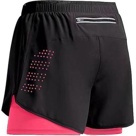 Herren-Sportshorts 2023, doppellagige Trainingsshorts, 2-in-1-Sommershorts für Strand, Joggen, Fitnessstudio und Laufen, Neonpink ZL