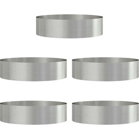 Lot de 5 anneaux de jardinière modernes 80 x 80 x 20 cm décor extérieur durable en acier inoxydable argenté (1/5)