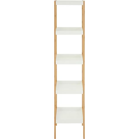 Premier Housewares Nostra 5 Tier White / Bamboo Shelf Unit (1/5)