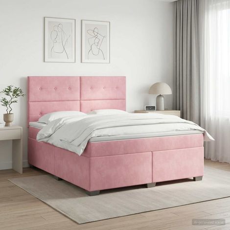 vidaXL Lit boxspring avec matelas Rose 140 x 200 cm Velours (1/5)