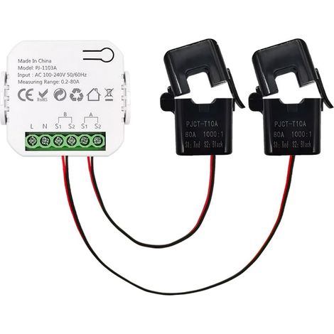 Compteur intelligent WiFi,compteur d'énergie intelligent bidirectionnel,équipé d'un transformateur de courant CT 2 80A,prend en charge la surveillance en temps réel et la fonction
