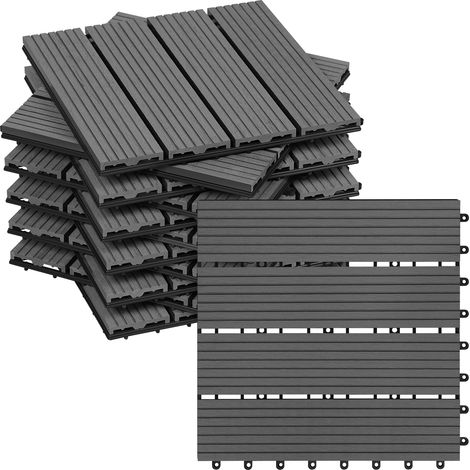 WOLTU Piastrelle per Pavimenti da Esterno in WPC 11 Pannelli 30x34cm Grigio (1/5)