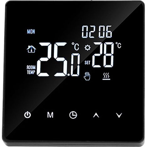 Thermostat numérique programmable avec écran tactile et sonde de 3 mètres pour chauffage au sol électrique (maison, hôtel, bureau, AC90-240V, noir, Wi-Fi)