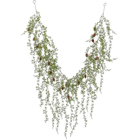 Guirlandes de verdure suspendues Artificielle Feuilles Vertes Réutilisable Décoration de vignes suspendues pour sapin, porte, mur, escalier, intérieur et extérieur, maison, jardin (1/5)