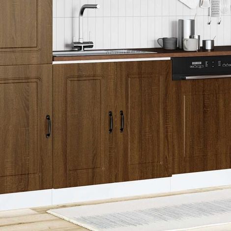 Meuble sous-évier en bois de chêne massif pour salle de bain, rangement avec étagères, style rustique et durable (1/5)