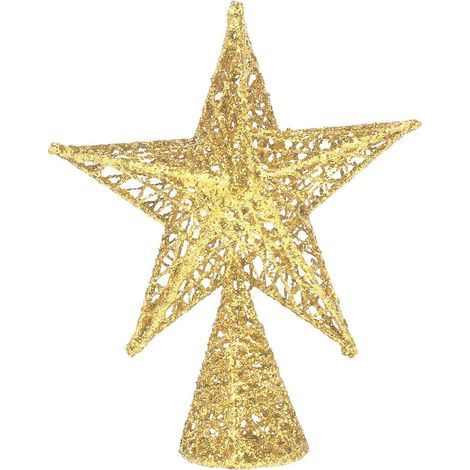 1 dekorativer schmiedeeiserner Stern für den Weihnachtsbaum – 19 x 15 cm – Gold (1/3)
