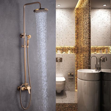 Dusche Duschsystem mit Handbrause Antik Retro Duschset Duscharmatur Regendusche (1/5)