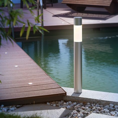 Esotec – Lampe solaire sur pied Pole Light 70 cm inox – 2 modes d'éclairage blanc chaud et froid – IP44 – 102606 (1/6)