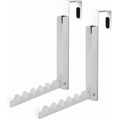 Confezione da 2 ganci pieghevoli per bucato sopra la porta, 6 scomparti per vestiti, cappotti, dietro la porta del bagno, borse e accappatoi (bianco)
