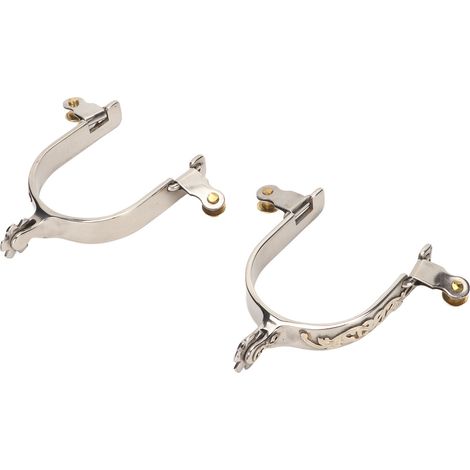 paire d'éperons de cheval en acier inoxydable, style western, pour hommes et femmes, avec mécanisme rotatif pour l'équitation (1/5)