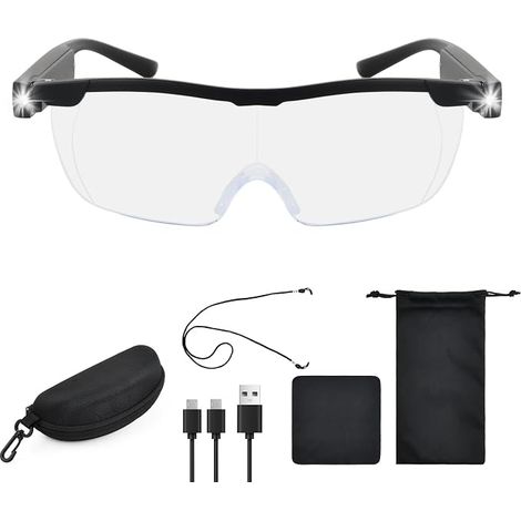 Magnifying Glasses with Light, Rechargeable LED Light Magnifying Glasses, Hands Free Anti-Blue Light, Magnifying Glasses with Glasses Case, Hands Free Reading Magnifier (1/5)
