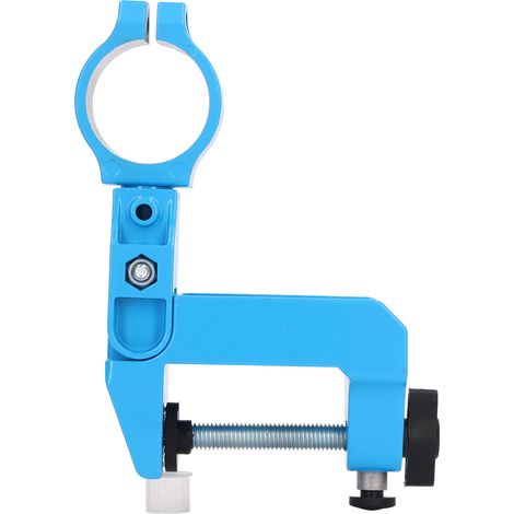 Support perceuse visseuse en alliage d'aluminium rotatif 360° pour meuleuse poste de travail atelier garage bleu 4cm établi 7.3cm rondelle 38-44mm kit 1 support 1 rondelle 1 vis 1 écrou 1 clé hexagona (1/5)