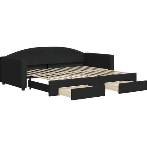 Maison Exclusive - Tagesbett Ausziehbar mit Schubladen Schwarz 90