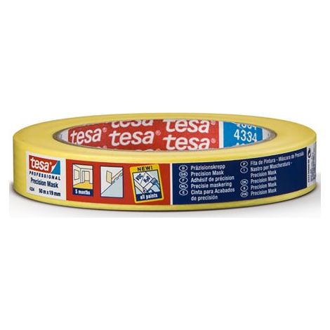 Tesa – Ruban de masquage jaune extra-fin 19mm x 50m – Adhésif acrylique pour surfaces délicates – Application précise sans résidu