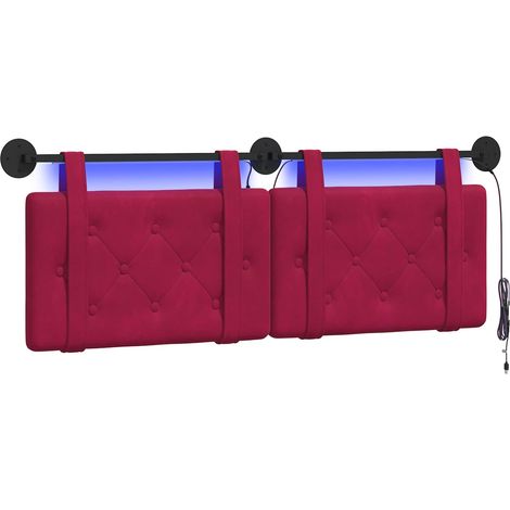 Tête de lit suspendue Avec lumière LED Bordeaux Velours vidaXL (1/5)