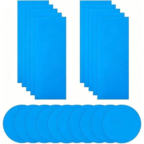 20 Pièces Rustine Piscine Kit de Réparation Patchs de Réparation Auto-Adhésifs PVC Patch Liner Piscinepour Liner Spa Gonflable Lit à Eau Canapés et Piscines Gonflables (Rectangles + Ronds) (1/5)
