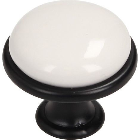 Pomo GP19, negro mate, porcelana WHT-0 (1/2)