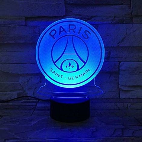 Veilleuse LED FC Paris Saint-Germain Football Club 3D Illusion Kids Football Logo PSG Lampe de Bureau