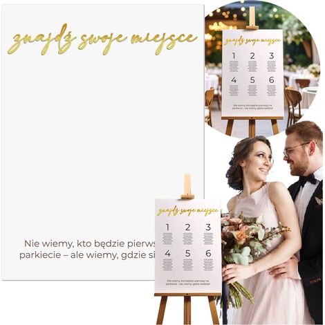 Plano de distribución de mesas para recepciones de boda. Distribución de asientos para los invitados. Letras de plexiglás dorado. (1/5)