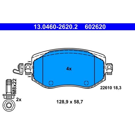 Kit de plaquettes de frein, frein à disque ATE 13.0460-2620.2 RENAULT
