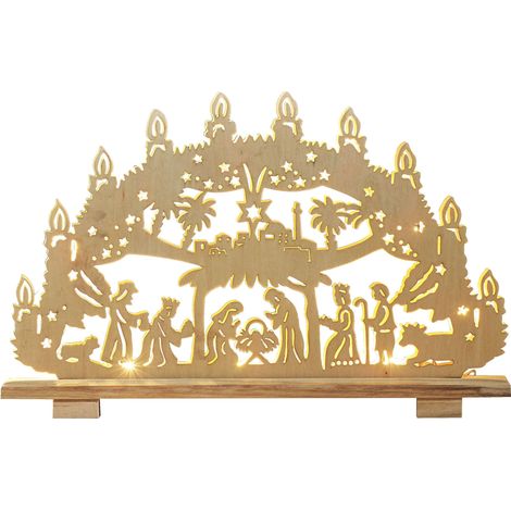 Star LED-Fensterleuchter "Hilden", Holz, Braun, 5x45 cm