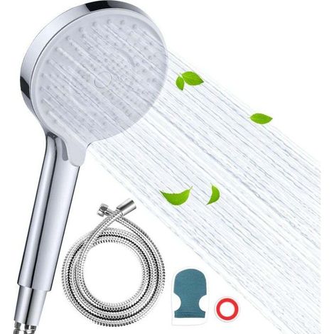 Anti-limescale shower head with 3 modes and hose (1/4)