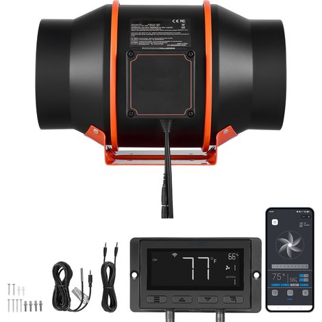 Inline-Abluftventilator 683 m³/h, 152,4-mm-Rohrventilator mit EC-Motor, 10 Geschwindigkeiten und App-Steuerung (1/5)