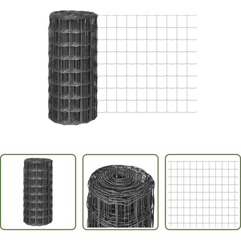 vidaXL Clôture pour chiens - Clôture euro Acier 10 x 0,8 m Gris (1/5)