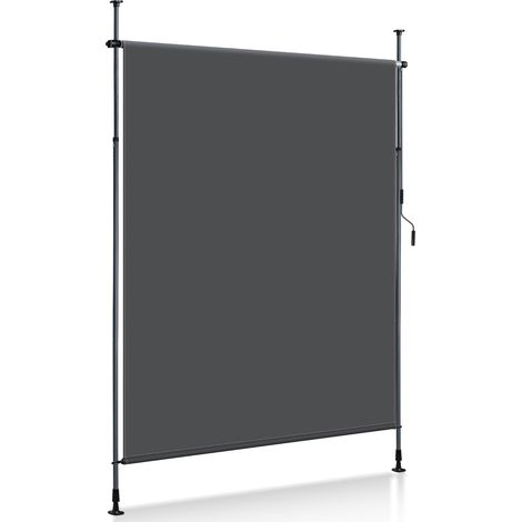 Wolketon Senkrechtmarkise Außenrollo 200 x 270 cm Balkonrollo mit Handkurbel Sichtschutz Vertikalmarkise ohne Bohren Sonnenschutz Windschutz Markise Anthrazit