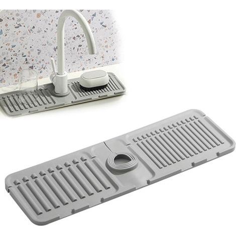 Tapis de Robinet pour évier de Cuisine, Protection Anti-éclaboussures, Tapis de Séchage en Silicone, Plateau d'évier en Pierre à Séchage Rapide, Tapis de Robinet D'évier/grey (1/5)