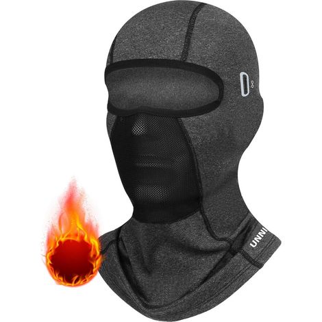 Warme Sturmhaube mit Brillenloch für Damen & Herren, atmungsaktiv, dunkelgrau (1/5)