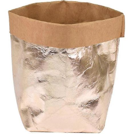 Boîte décorative en papier kraft lavable pour le rangement, les aliments, le jardinage ou les jouets-13x13x23cm-Rose Gold