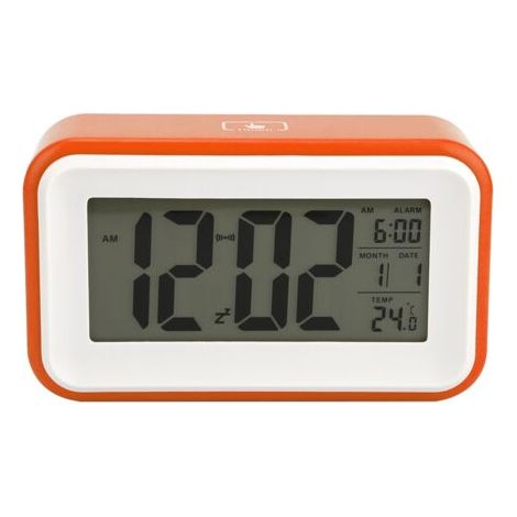 Exquisito reloj despertador electrónico digital multifuncional con indicador de temperatura (naranja). (1/4)