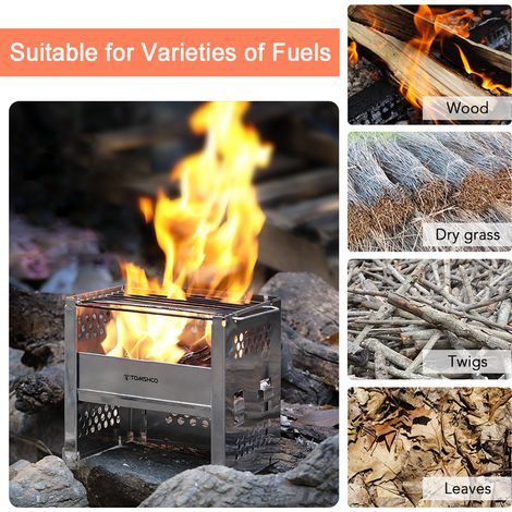 Support de poêle réglable pour gril extérieur en acier inoxydable et support de pot de camping à bois portable pour barbecue, support de bois de chauffage, outil de pique-nique pour randonnée, fête, u (1/5)