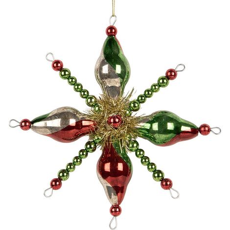 Suspension de Noël en Verre Vert et Argenté Décoration pour Sapin 17 x 3 x 17 cm - PANGIVO (1/2)